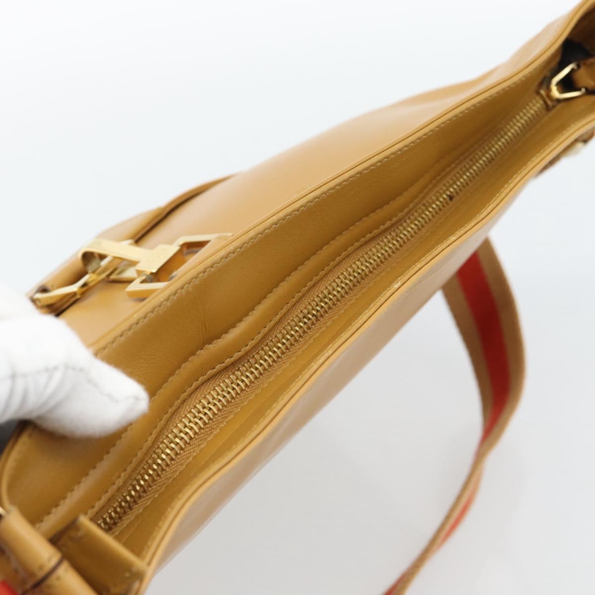 GUCCI Sherry Line Shoulder Bag Leather Brown Gold 001 4094 Auth 186199A