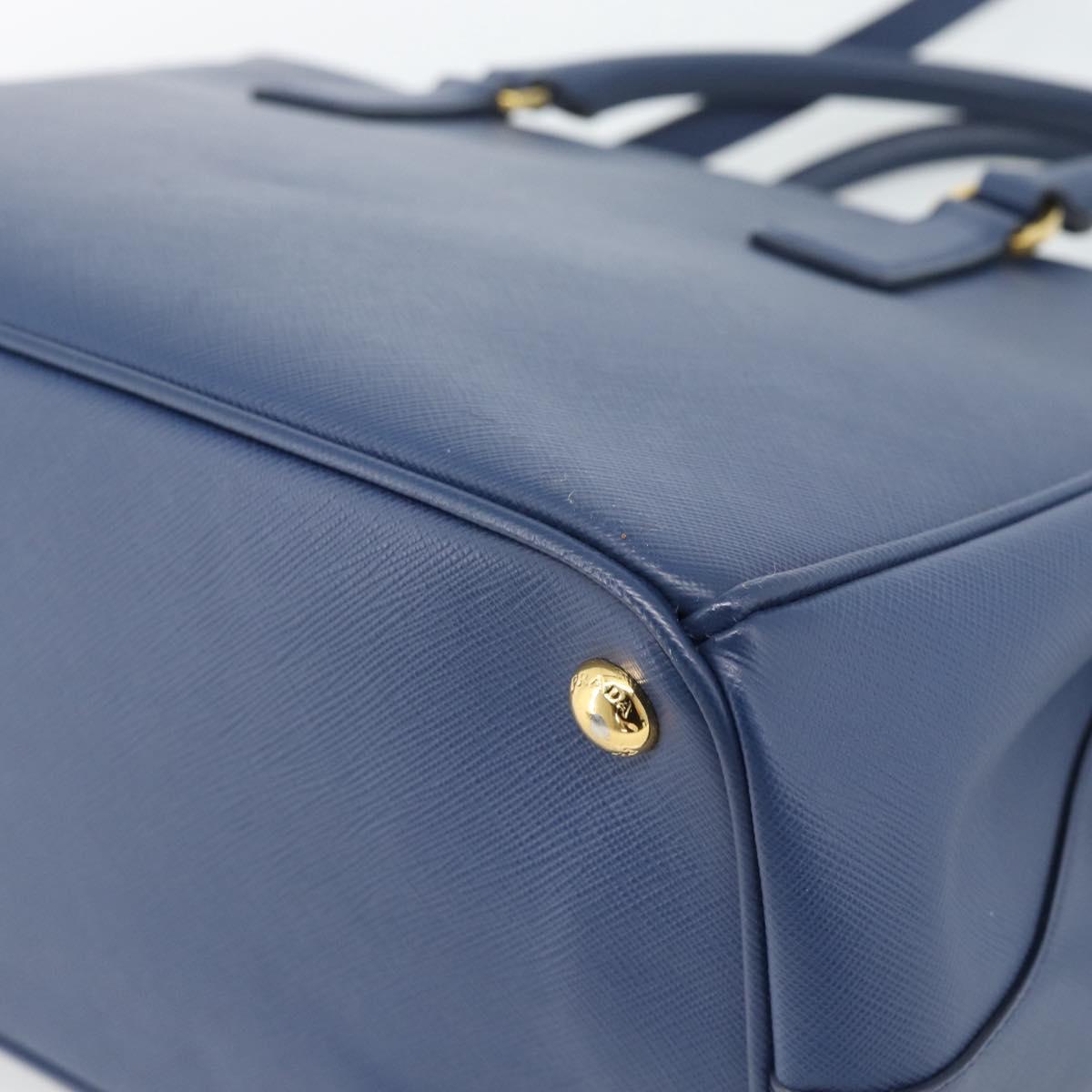 PRADA Hand Bag Saffiano leather 2way Blue Gold Auth 186202M
