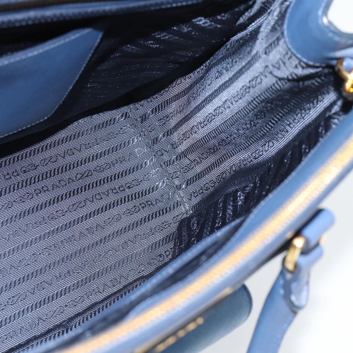 PRADA Hand Bag Saffiano leather 2way Blue Gold Auth 186202M