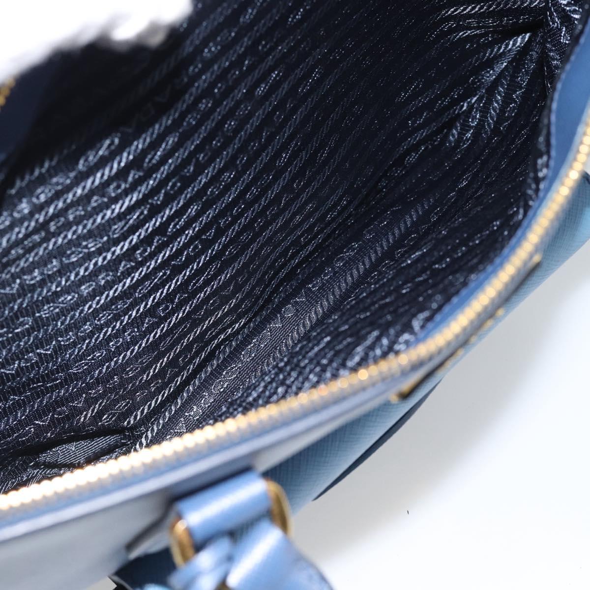 PRADA Hand Bag Saffiano leather 2way Blue Gold Auth 186202M
