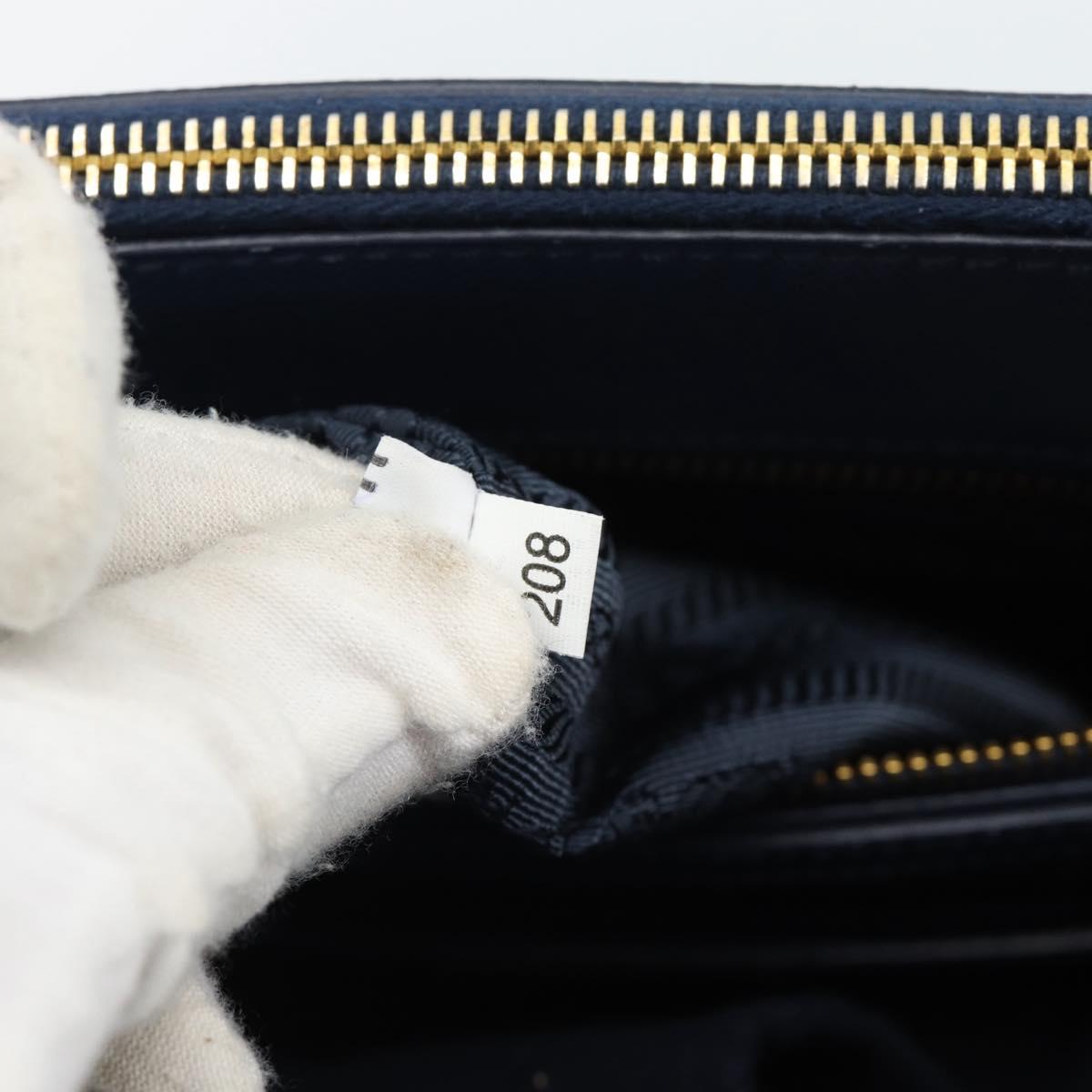 PRADA Hand Bag Saffiano leather 2way Blue Gold Auth 186202M