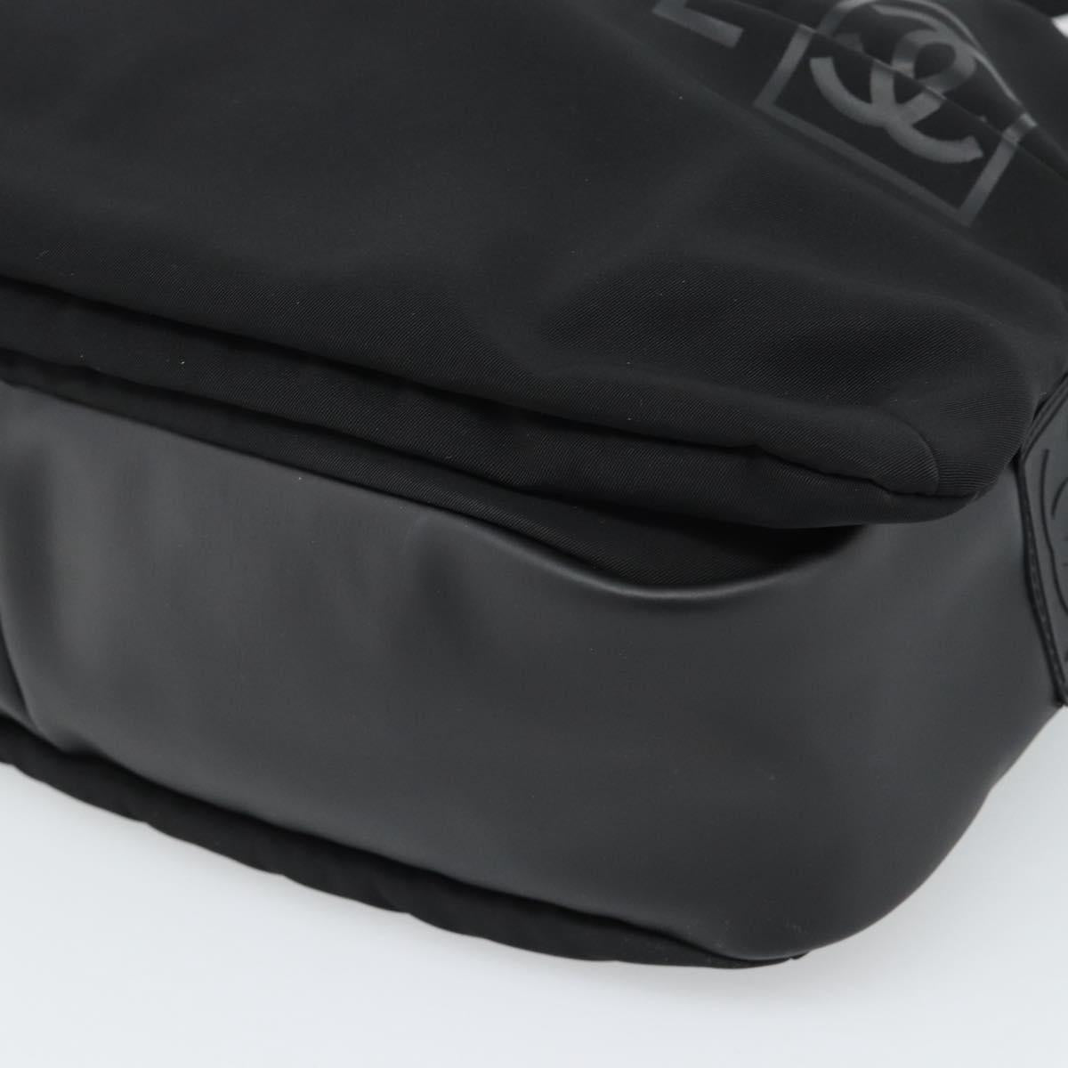 CHANEL Sports Line Shoulder Bag Nylon Black Silver CC Auth 186205SAV