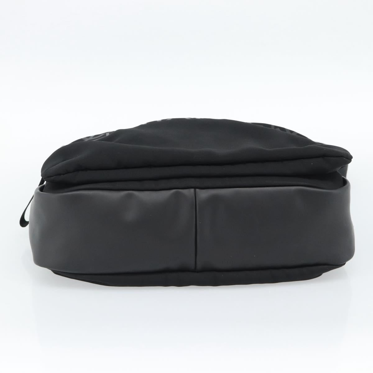 CHANEL Sports Line Shoulder Bag Nylon Black Silver CC Auth 186205SAV