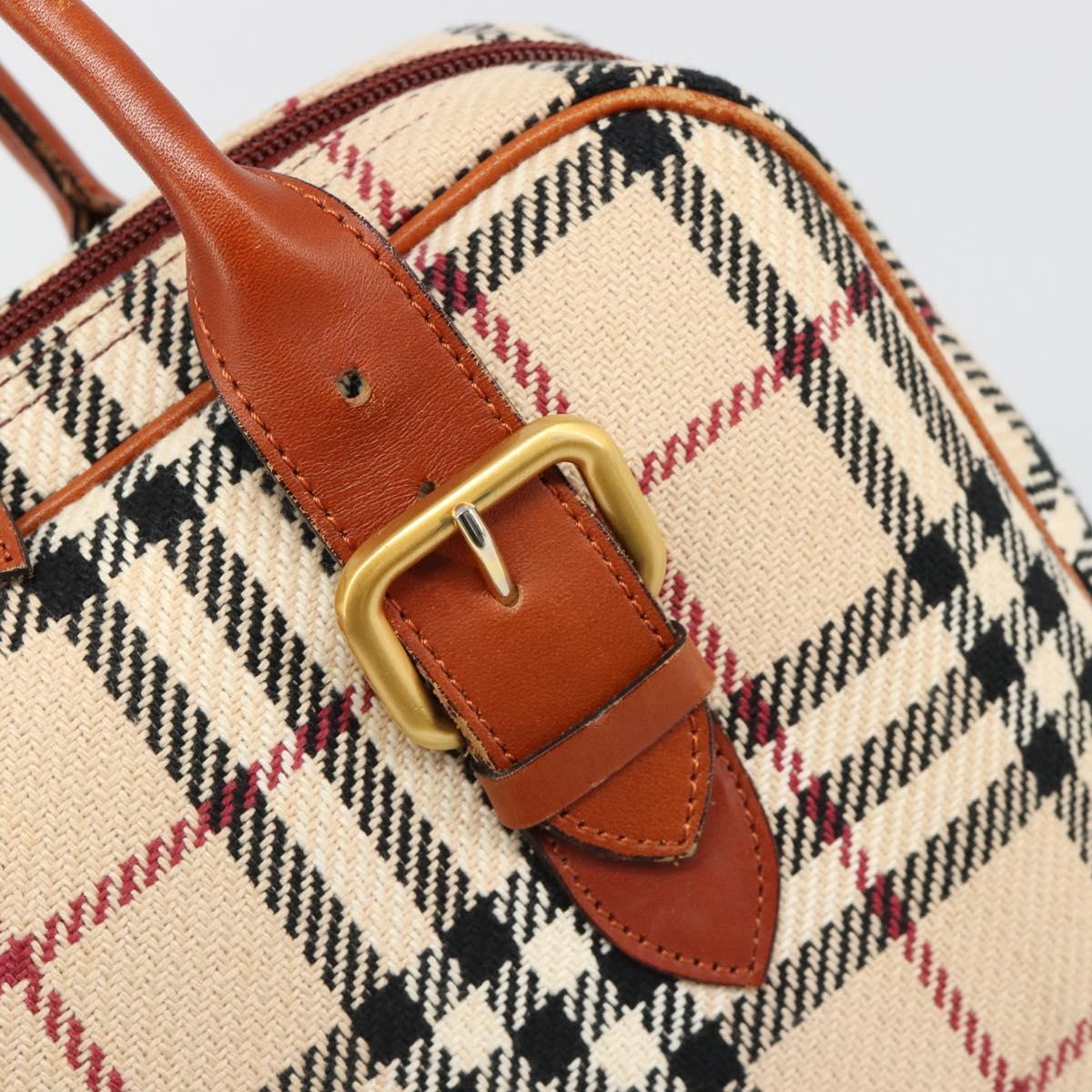 BURBERRY Nova Check Hand Bag Canvas Beige Gold Auth 186208A