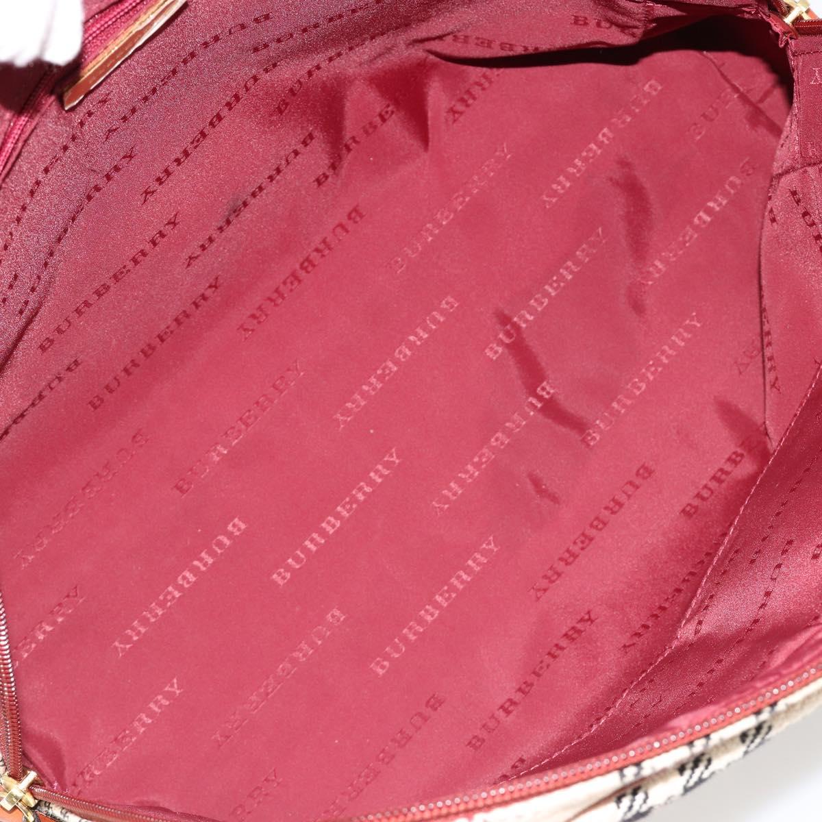 BURBERRY Nova Check Hand Bag Canvas Beige Gold Auth 186208A