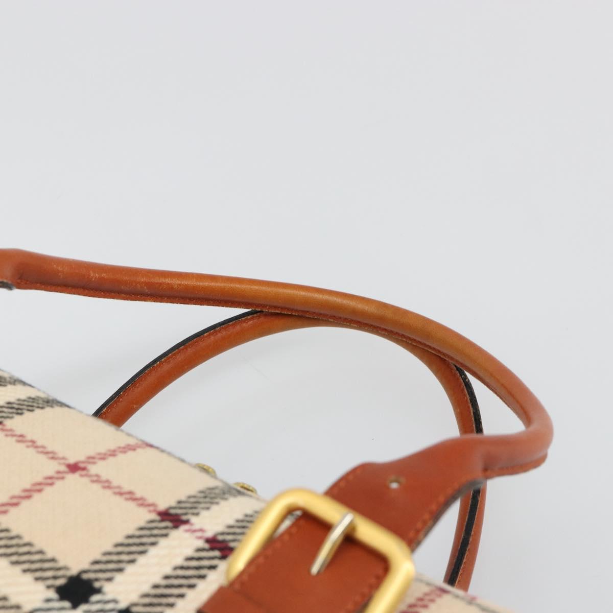 BURBERRY Nova Check Hand Bag Canvas Beige Gold Auth 186208A