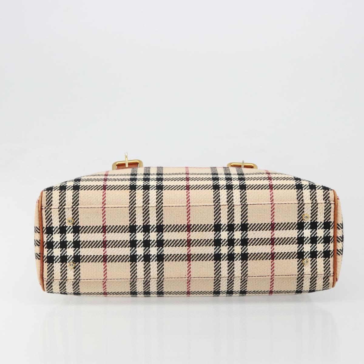 BURBERRY Nova Check Hand Bag Canvas Beige Gold Auth 186208A