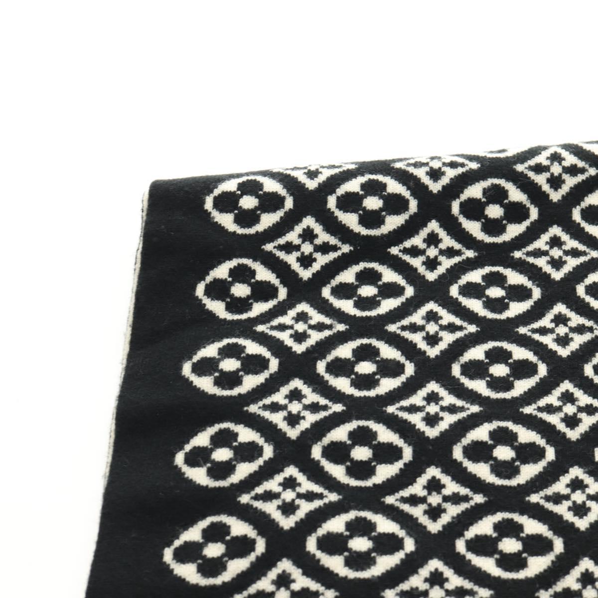 LOUIS VUITTON Echarpsky Scarf Cashmere Black White LV Auth 186209M