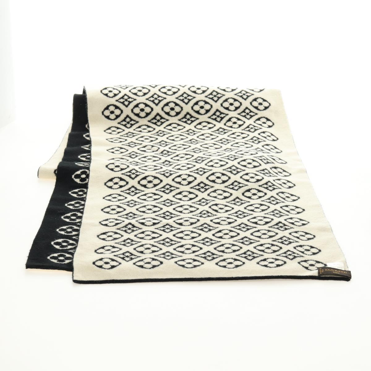 LOUIS VUITTON Echarpsky Scarf Cashmere Black White LV Auth 186209M