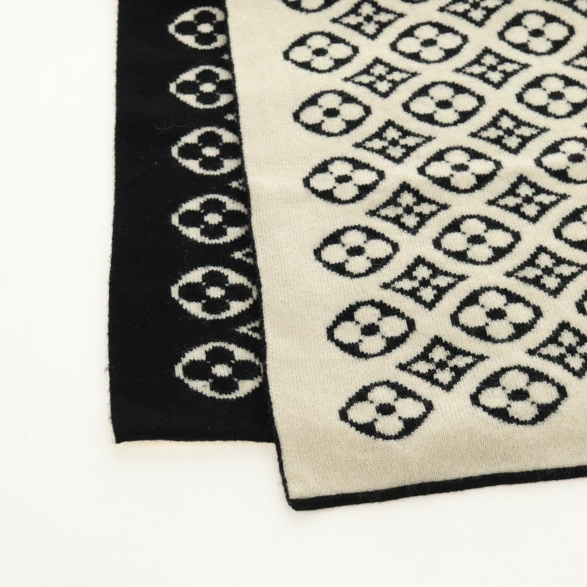 LOUIS VUITTON Echarpsky Scarf Cashmere Black White LV Auth 186209M