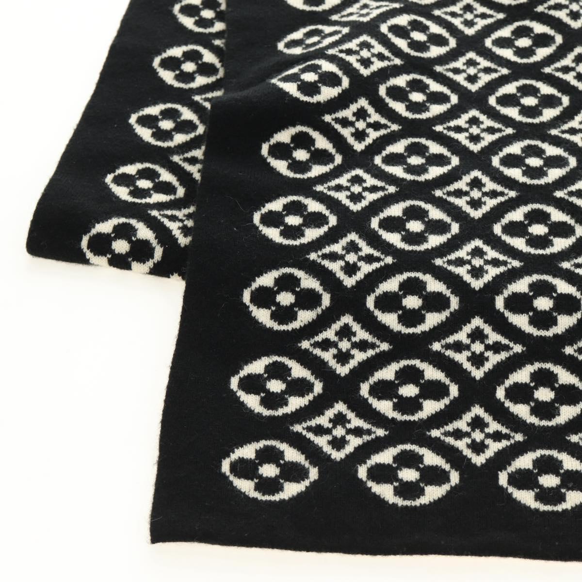 LOUIS VUITTON Echarpsky Scarf Cashmere Black White LV Auth 186209M