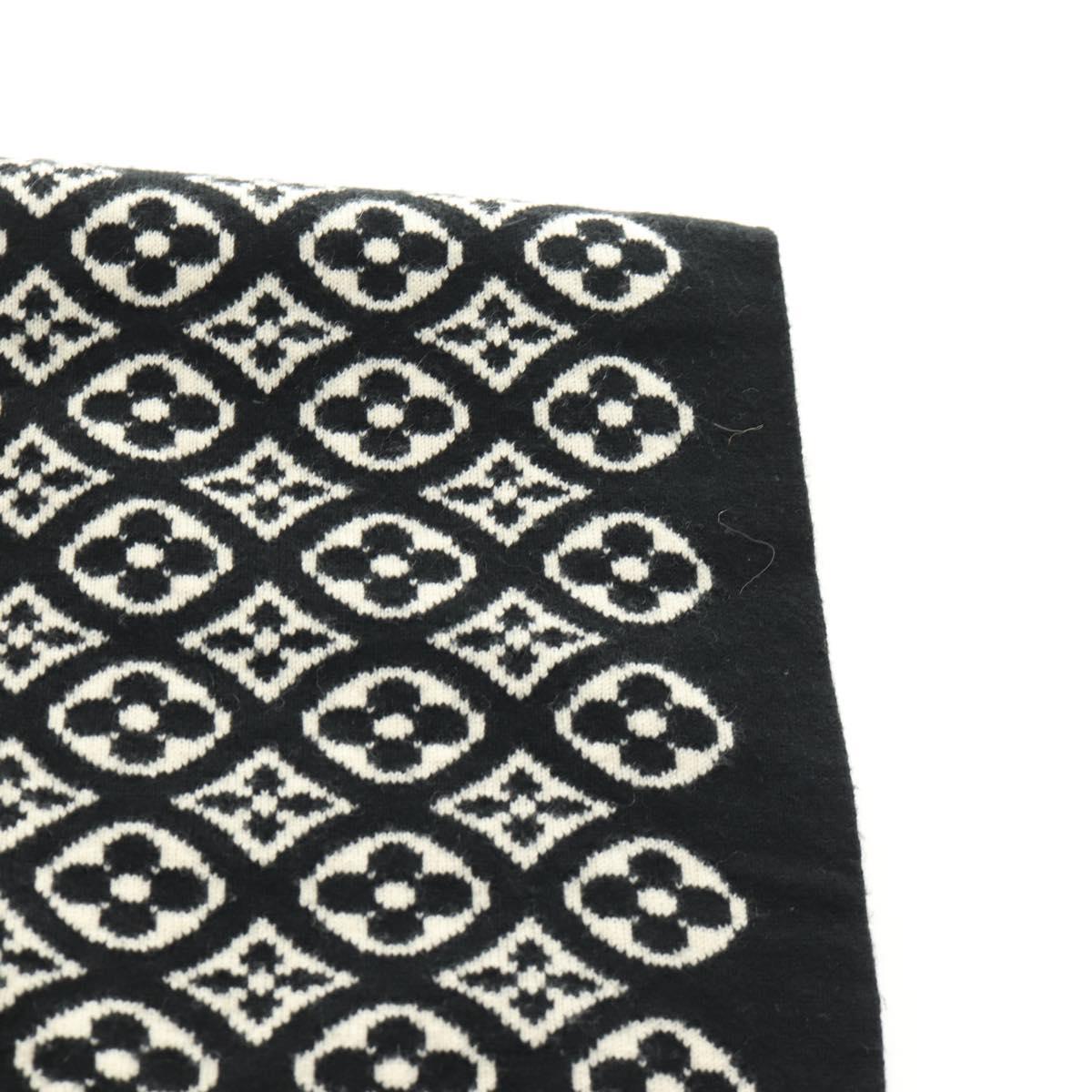 LOUIS VUITTON Echarpsky Scarf Cashmere Black White LV Auth 186209M