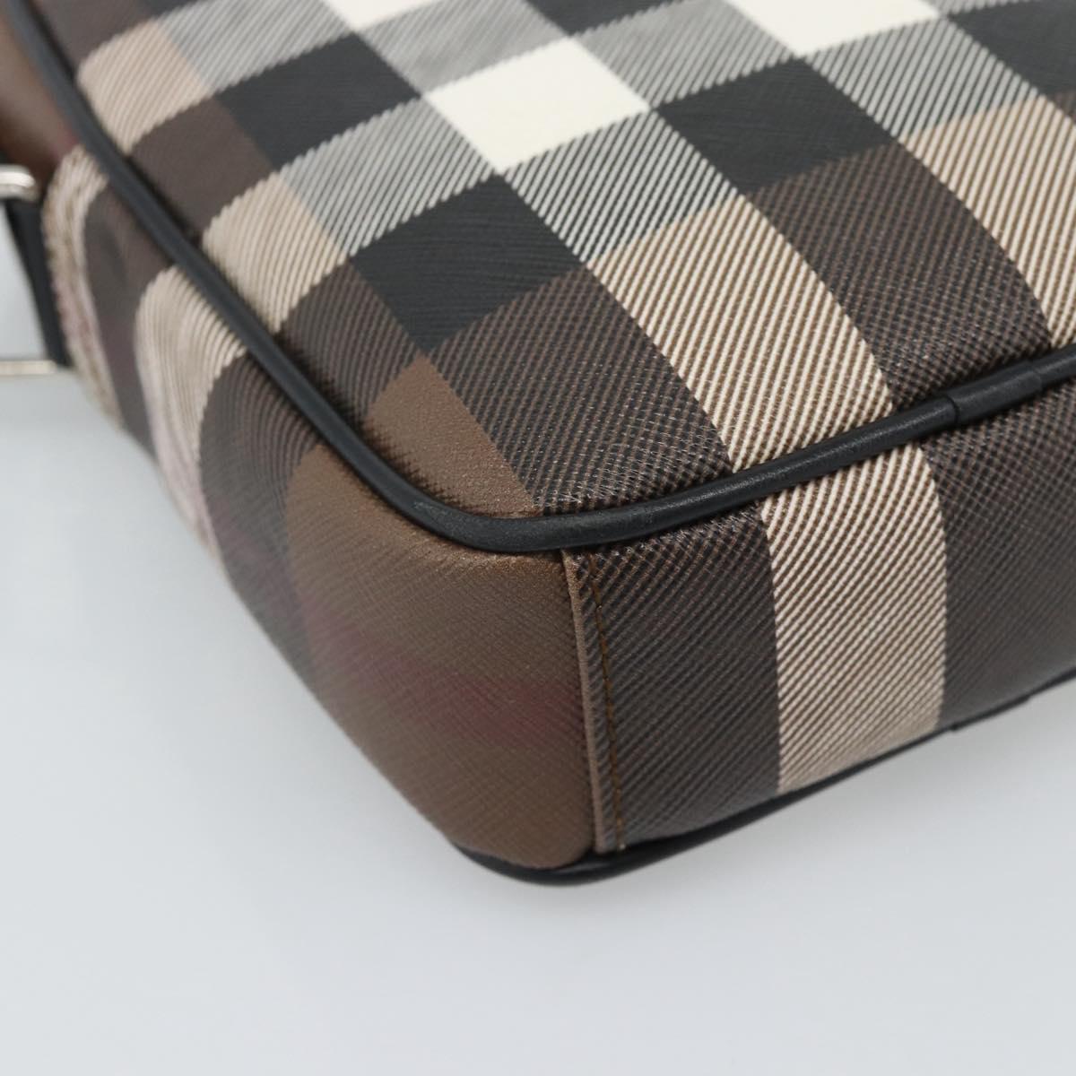 BURBERRY Nova Check Shoulder Bag PVC Brown Silver Auth 186210A