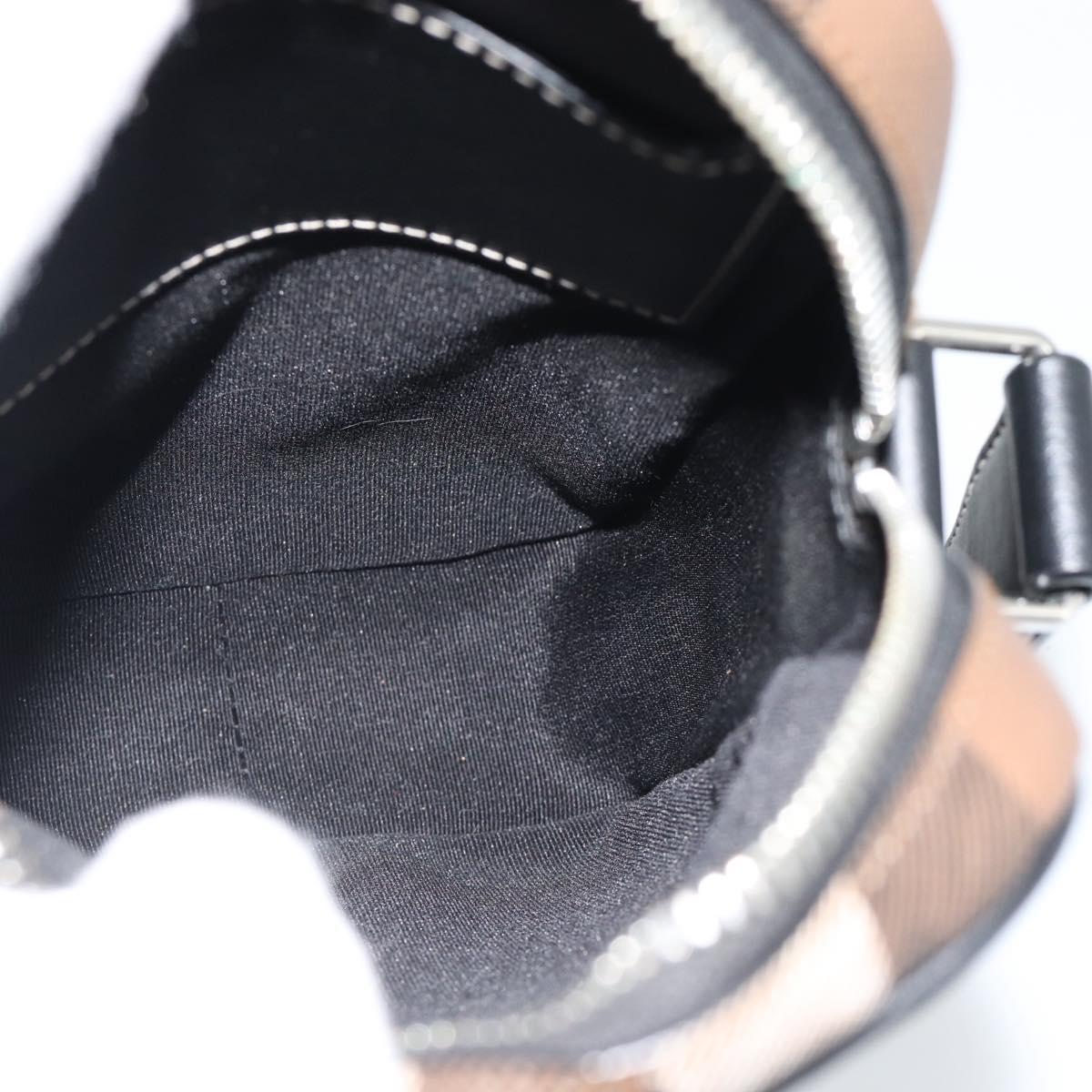 BURBERRY Nova Check Shoulder Bag PVC Brown Silver Auth 186210A