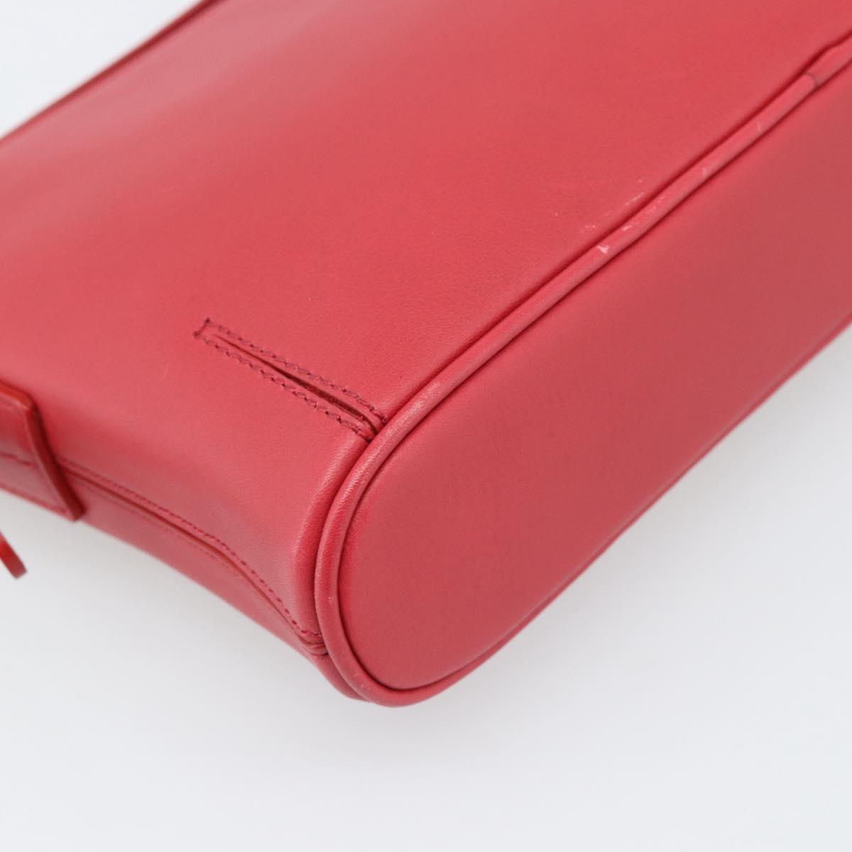 BURBERRY Shoulder Bag Leather Red Silver Auth 186215A