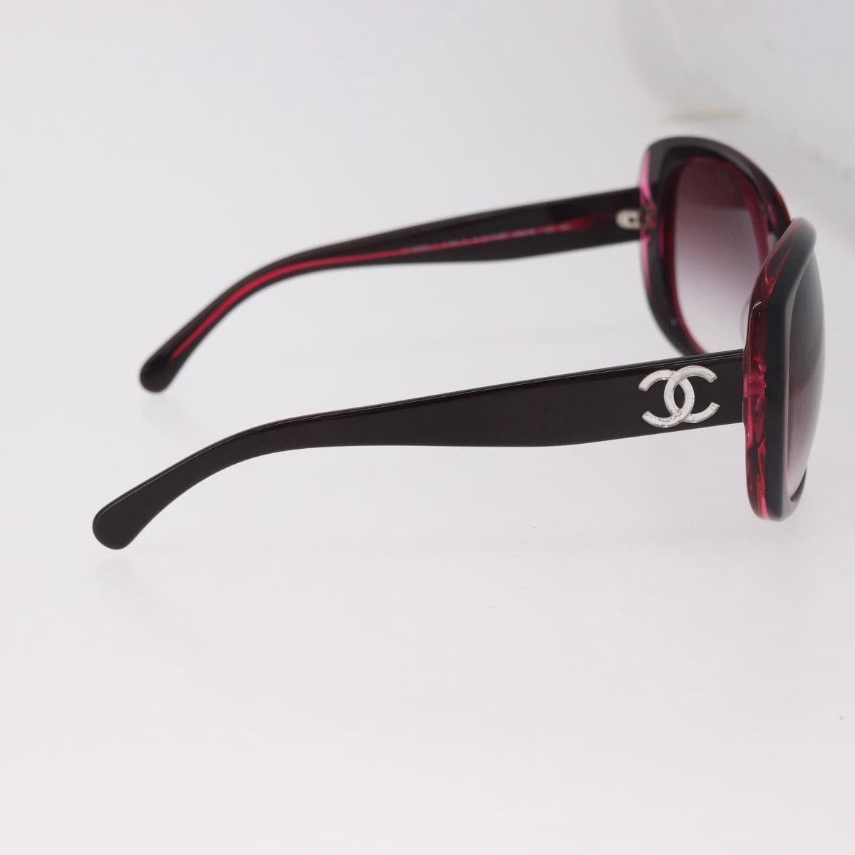 CHANEL COCO Mark Sunglasses plastic Red CC Auth 186219M