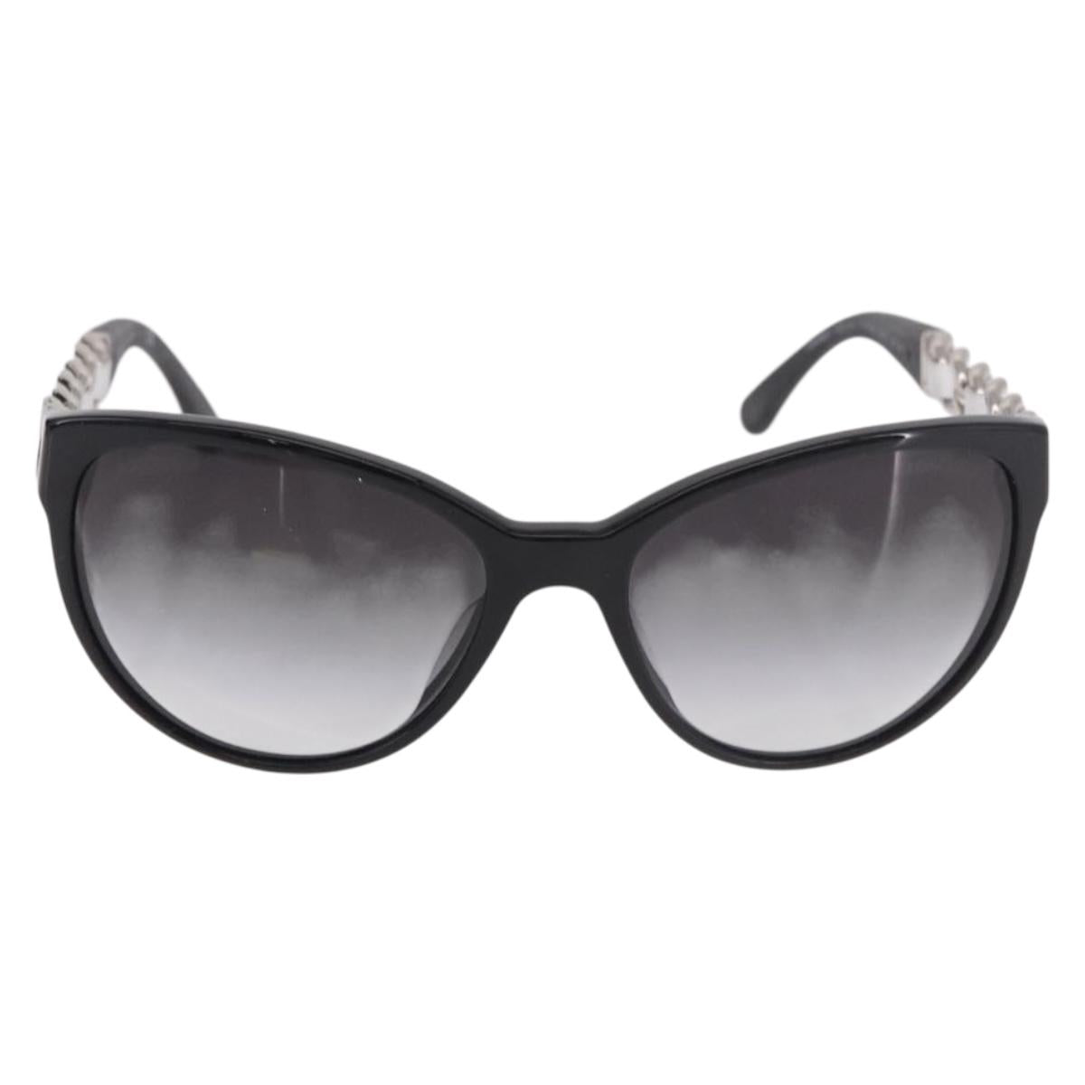 CHANEL Chain Sunglasses plastic Black CC Auth 186220M