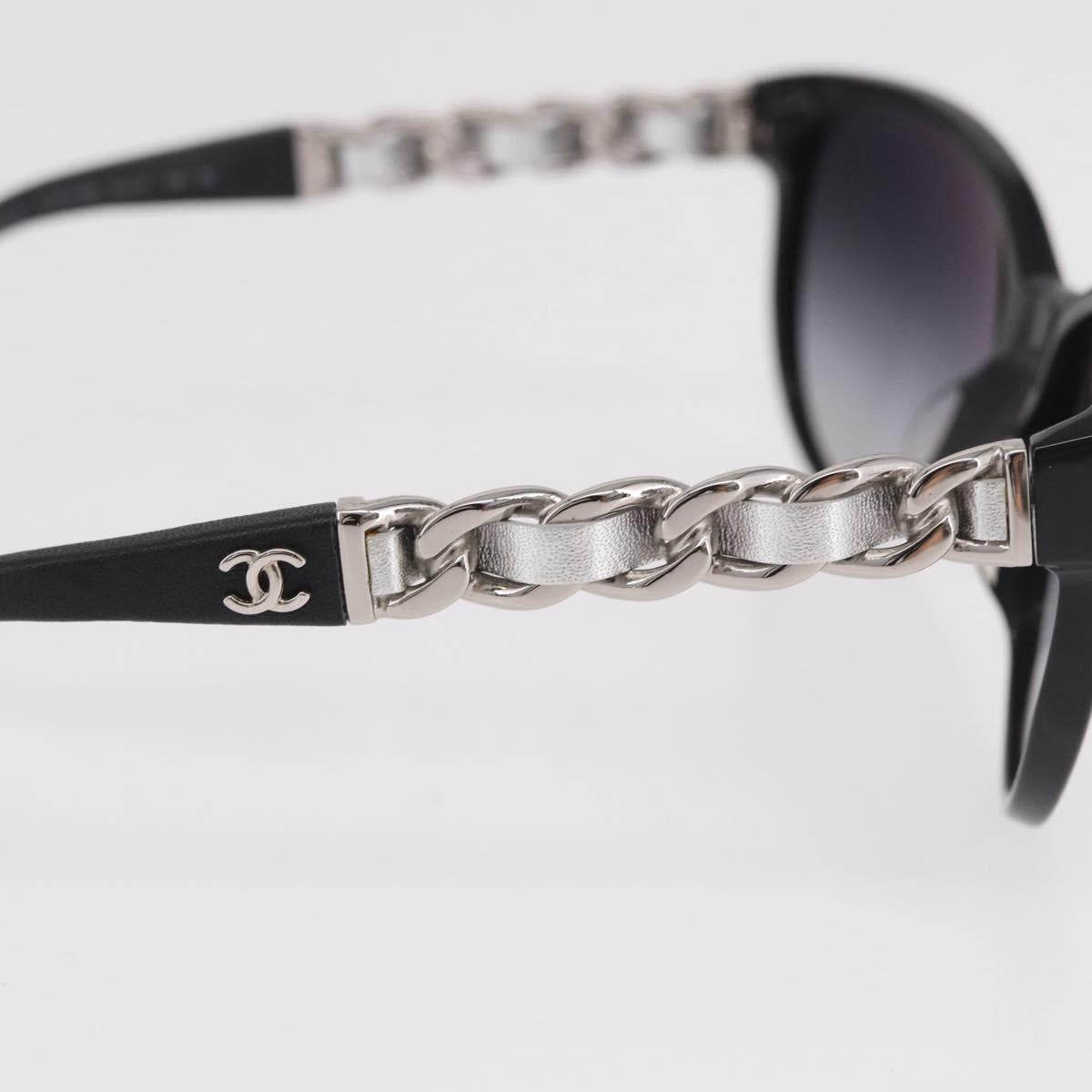CHANEL Chain Sunglasses plastic Black CC Auth 186220M