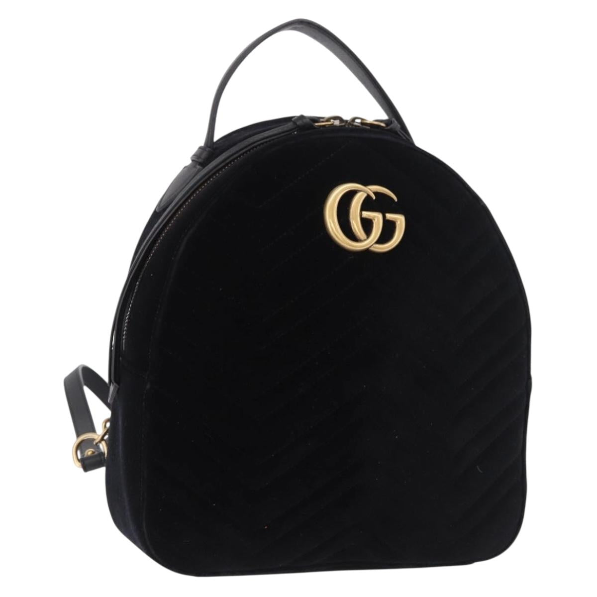 GUCCI GG Marmont Backpack Velor Black Gold 524568 Auth 186222SAM
