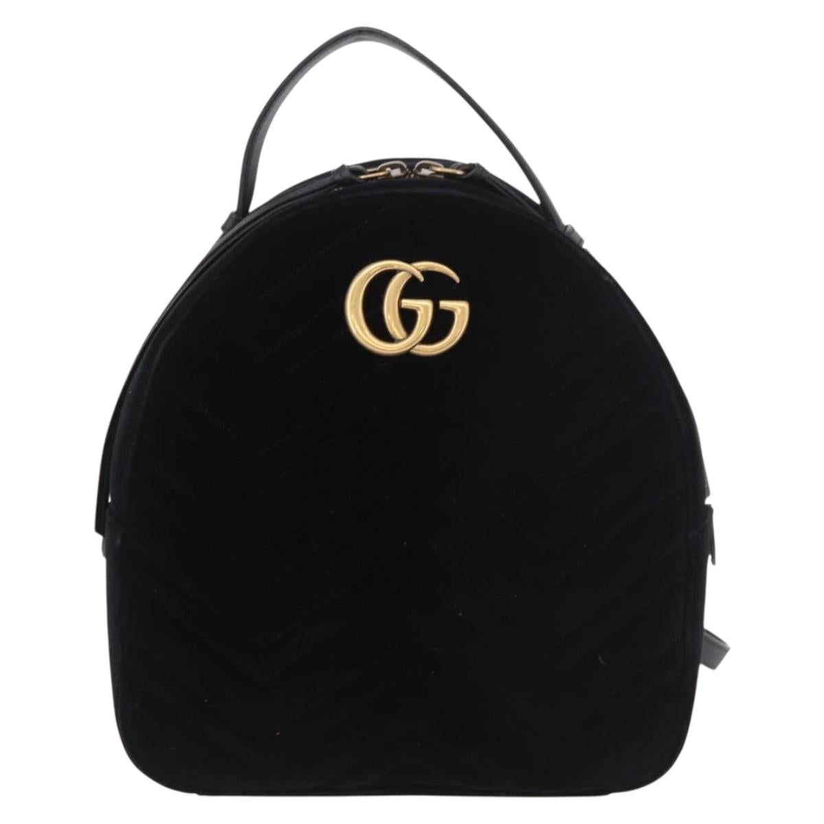 GUCCI GG Marmont Backpack Velor Black Gold 524568 Auth 186222SAM