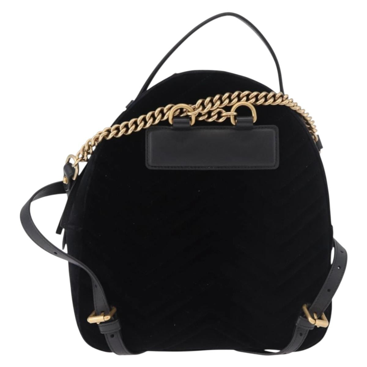 GUCCI GG Marmont Backpack Velor Black Gold 524568 Auth 186222SAM