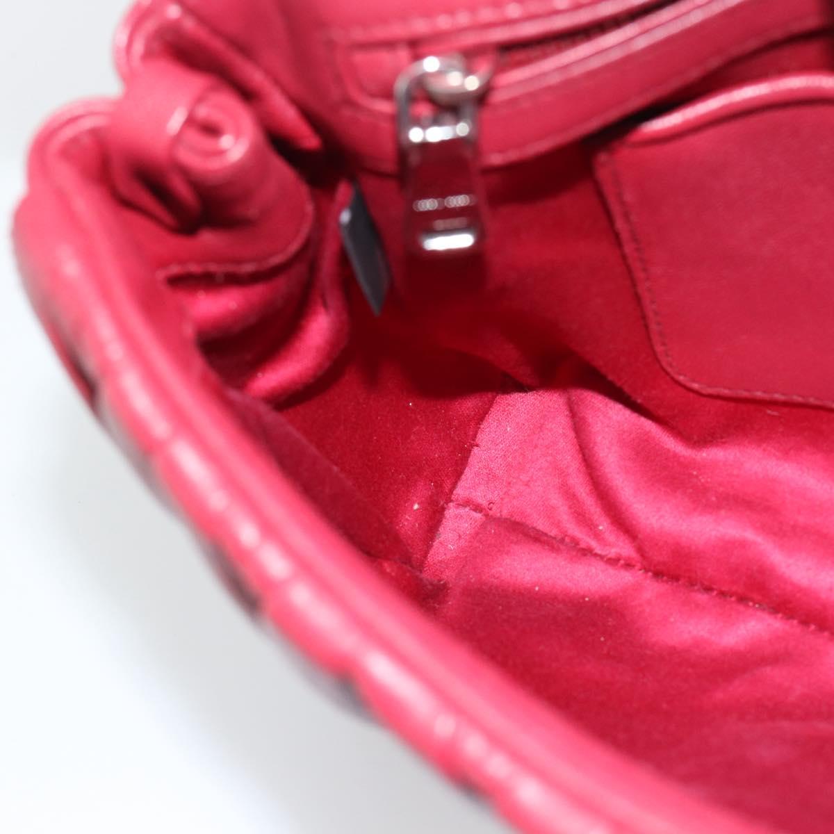 Miu Miu Matelasse Chain Shoulder Bag Leather Red Silver Auth 186223M