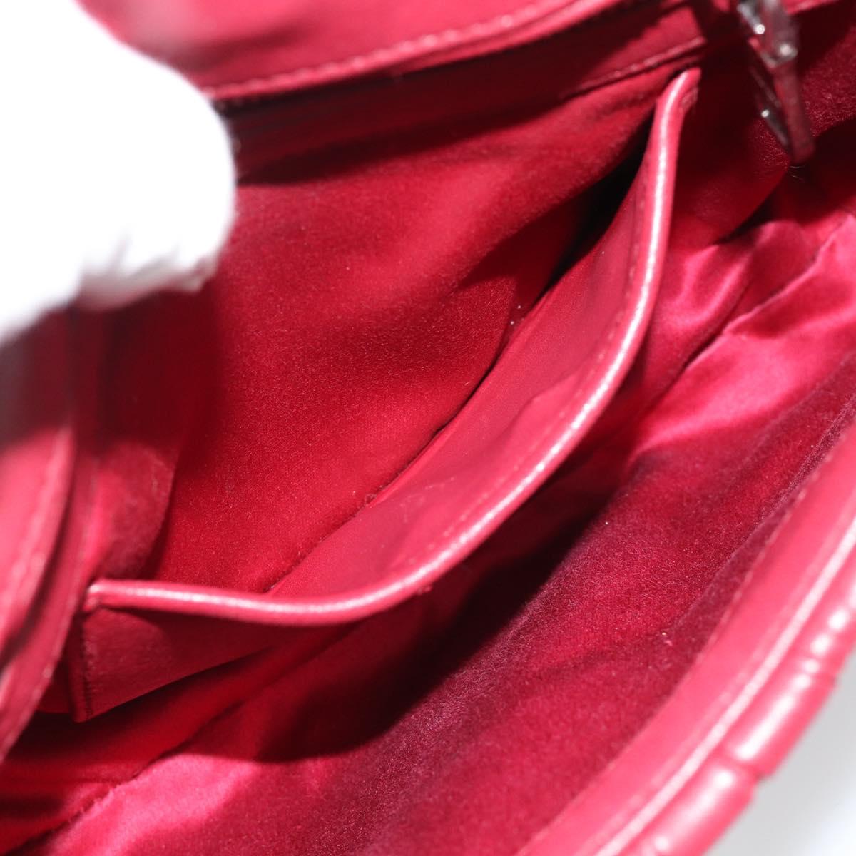 Miu Miu Matelasse Chain Shoulder Bag Leather Red Silver Auth 186223M