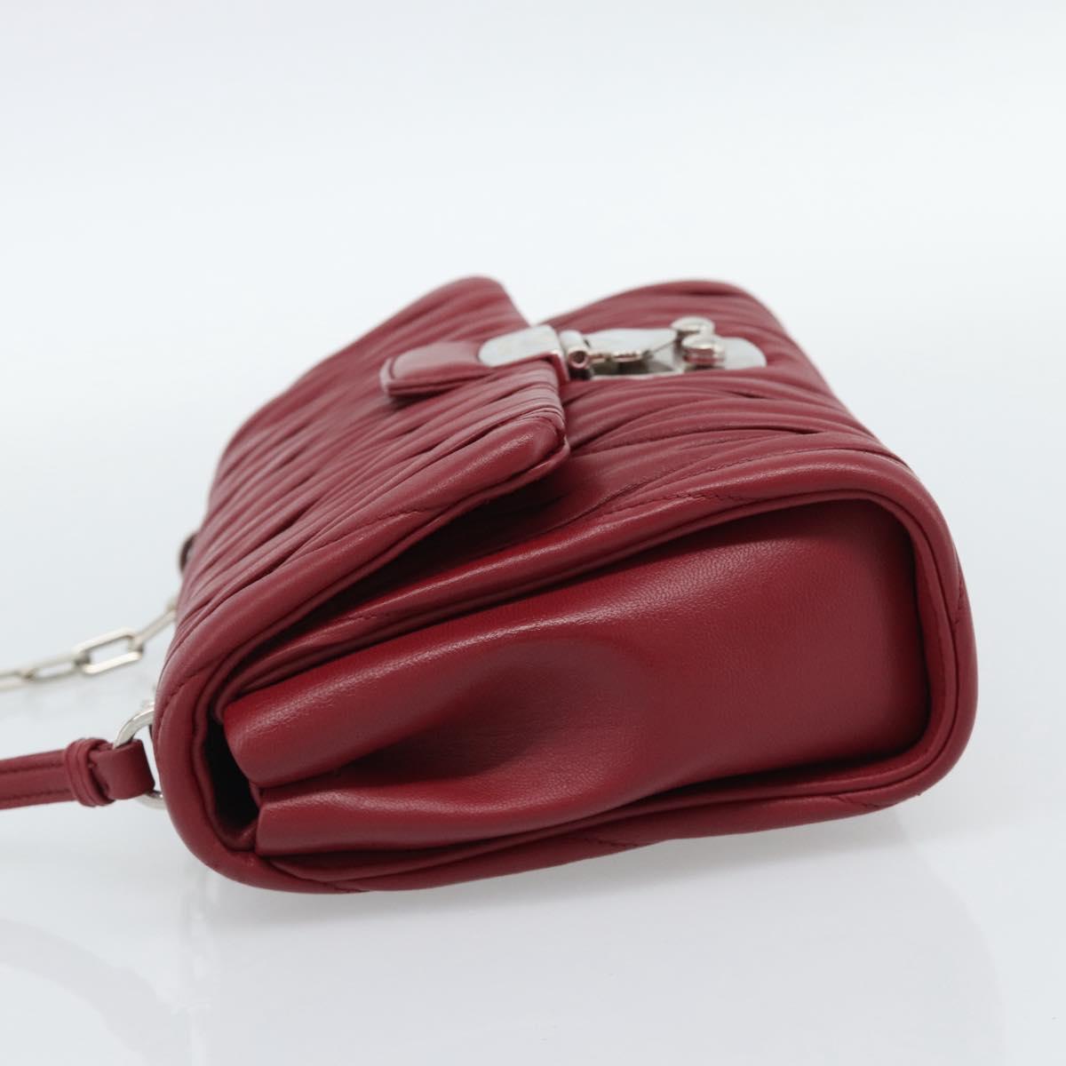 Miu Miu Matelasse Chain Shoulder Bag Leather Red Silver Auth 186223M