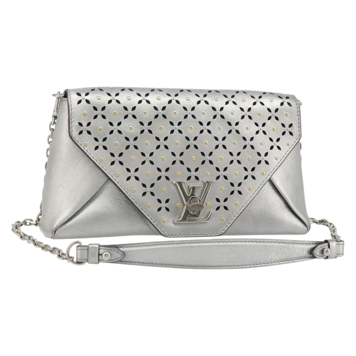 LOUIS VUITTON LV Love Note Shoulder Bag Leather Silver M54872 LV Auth 186225M