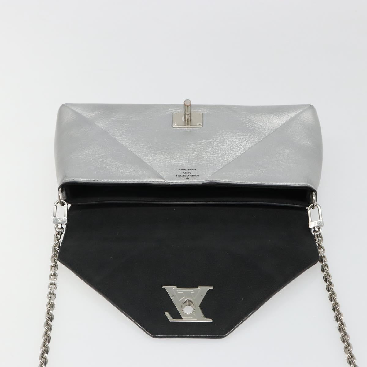 LOUIS VUITTON LV Love Note Shoulder Bag Leather Silver M54872 LV Auth 186225M