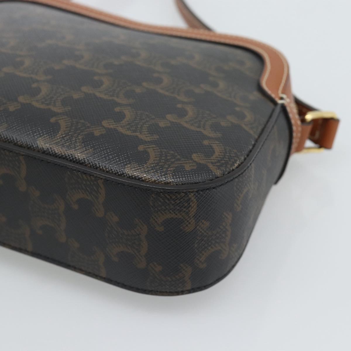 CELINE Triomphe Shoulder Bag PVC Black Gold Auth 186226M