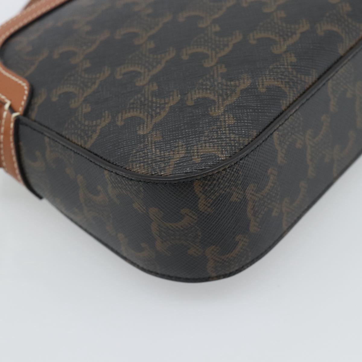 CELINE Triomphe Shoulder Bag PVC Black Gold Auth 186226M