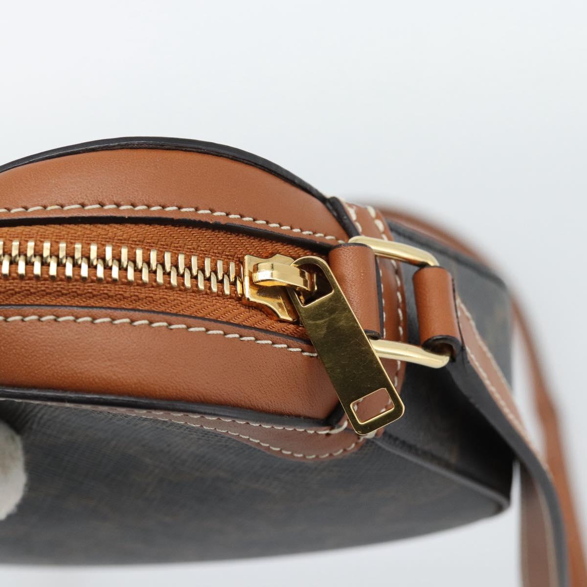 CELINE Triomphe Shoulder Bag PVC Black Gold Auth 186226M