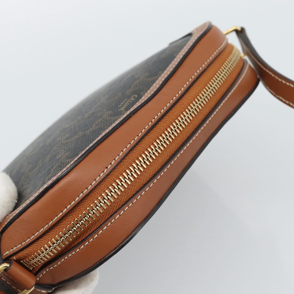 CELINE Triomphe Shoulder Bag PVC Black Gold Auth 186226M