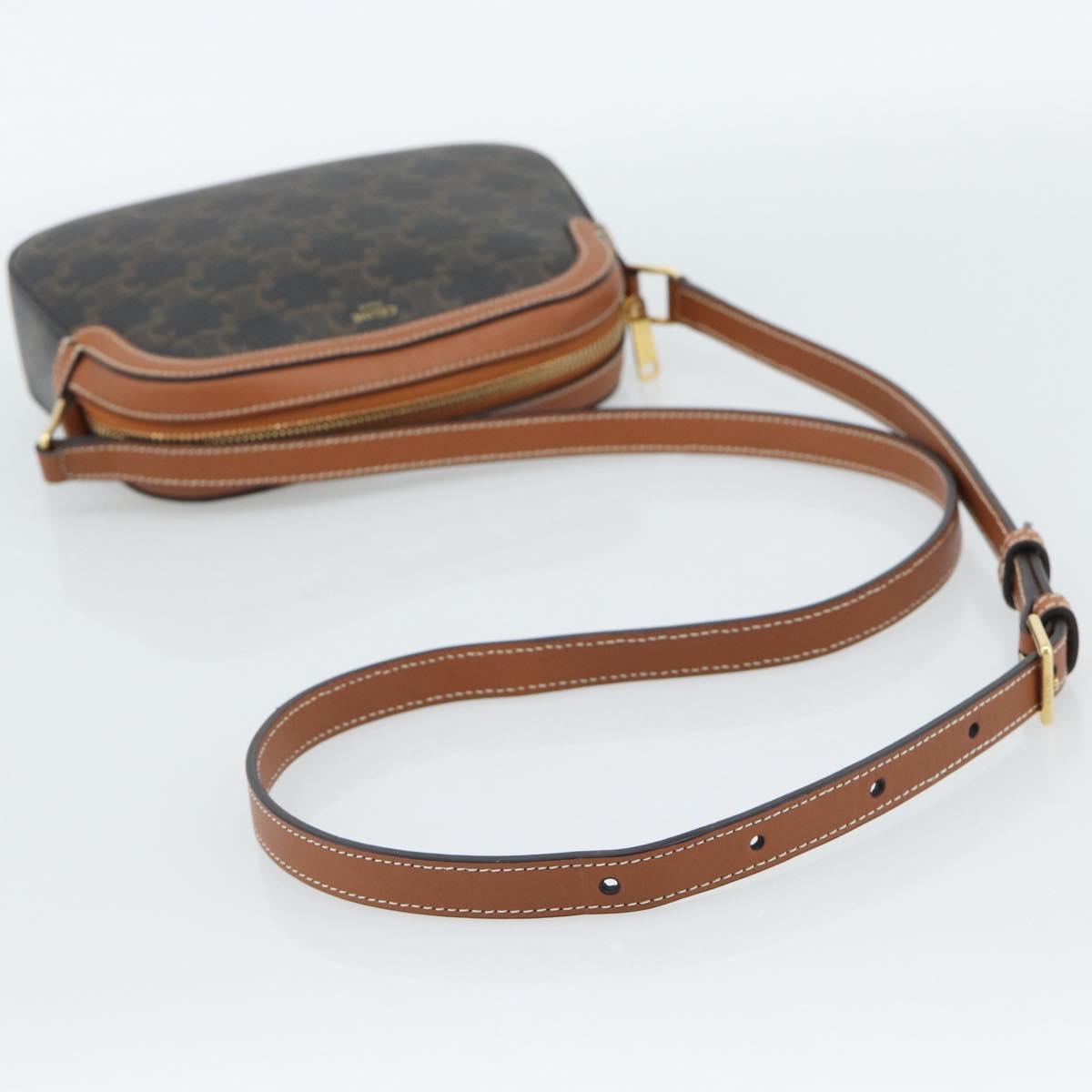 CELINE Triomphe Shoulder Bag PVC Black Gold Auth 186226M