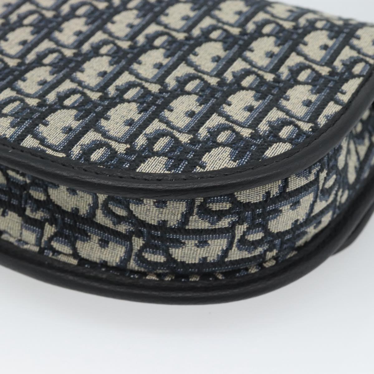 Christian Dior Trotter Canvas Gallop Shoulder Bag Navy Silver Auth 186228SM