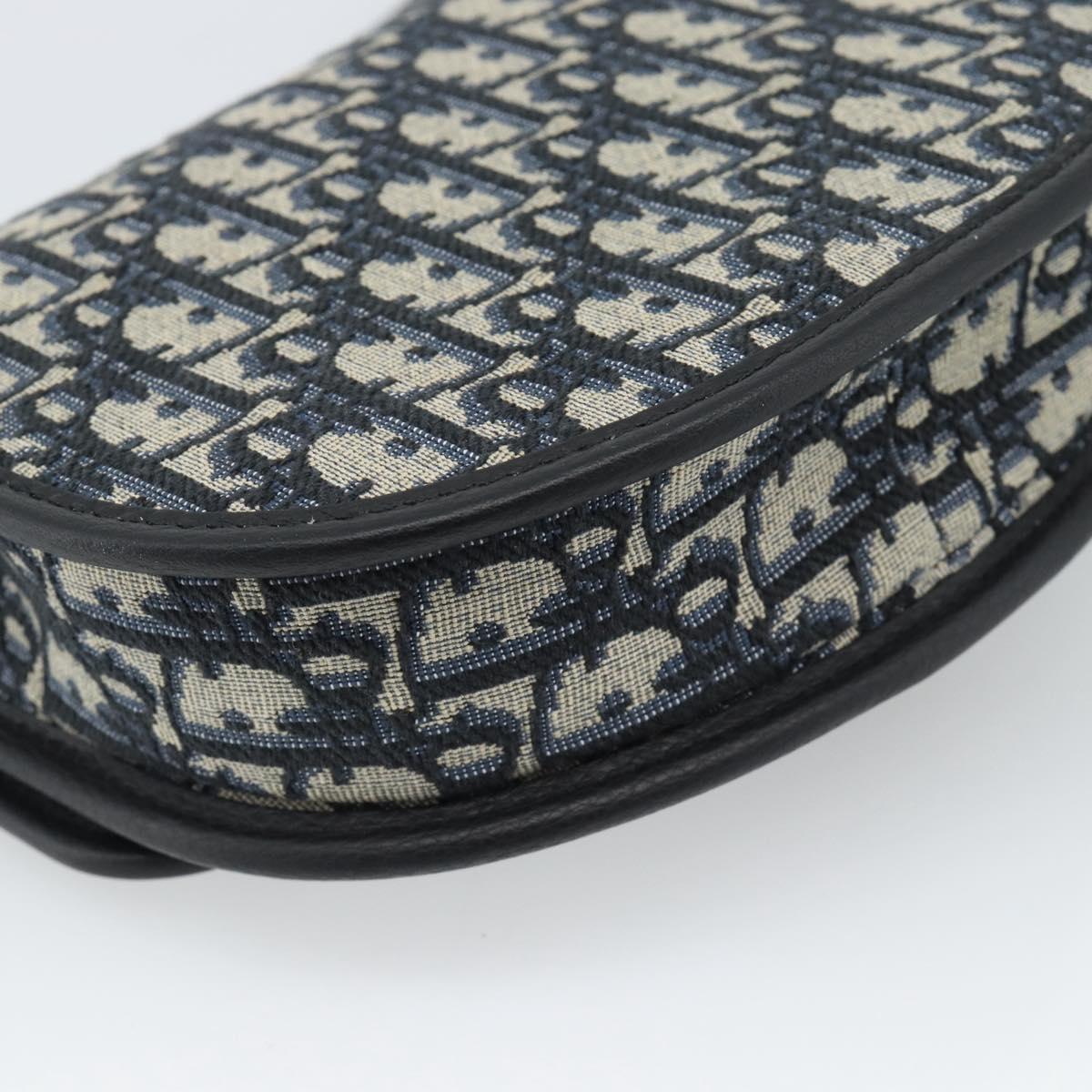 Christian Dior Trotter Canvas Gallop Shoulder Bag Navy Silver Auth 186228SM