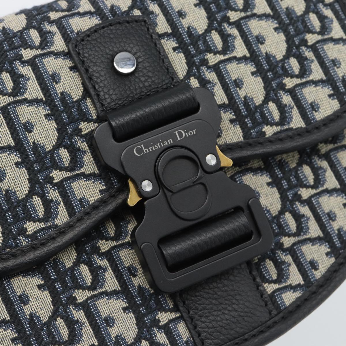 Christian Dior Trotter Canvas Gallop Shoulder Bag Navy Silver Auth 186228SM