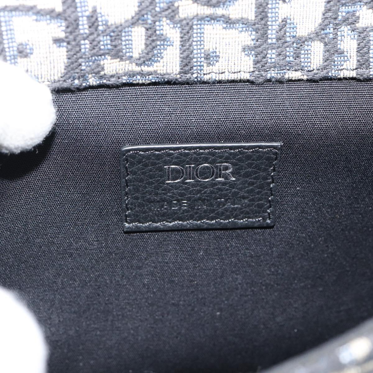 Christian Dior Trotter Canvas Gallop Shoulder Bag Navy Silver Auth 186228SM