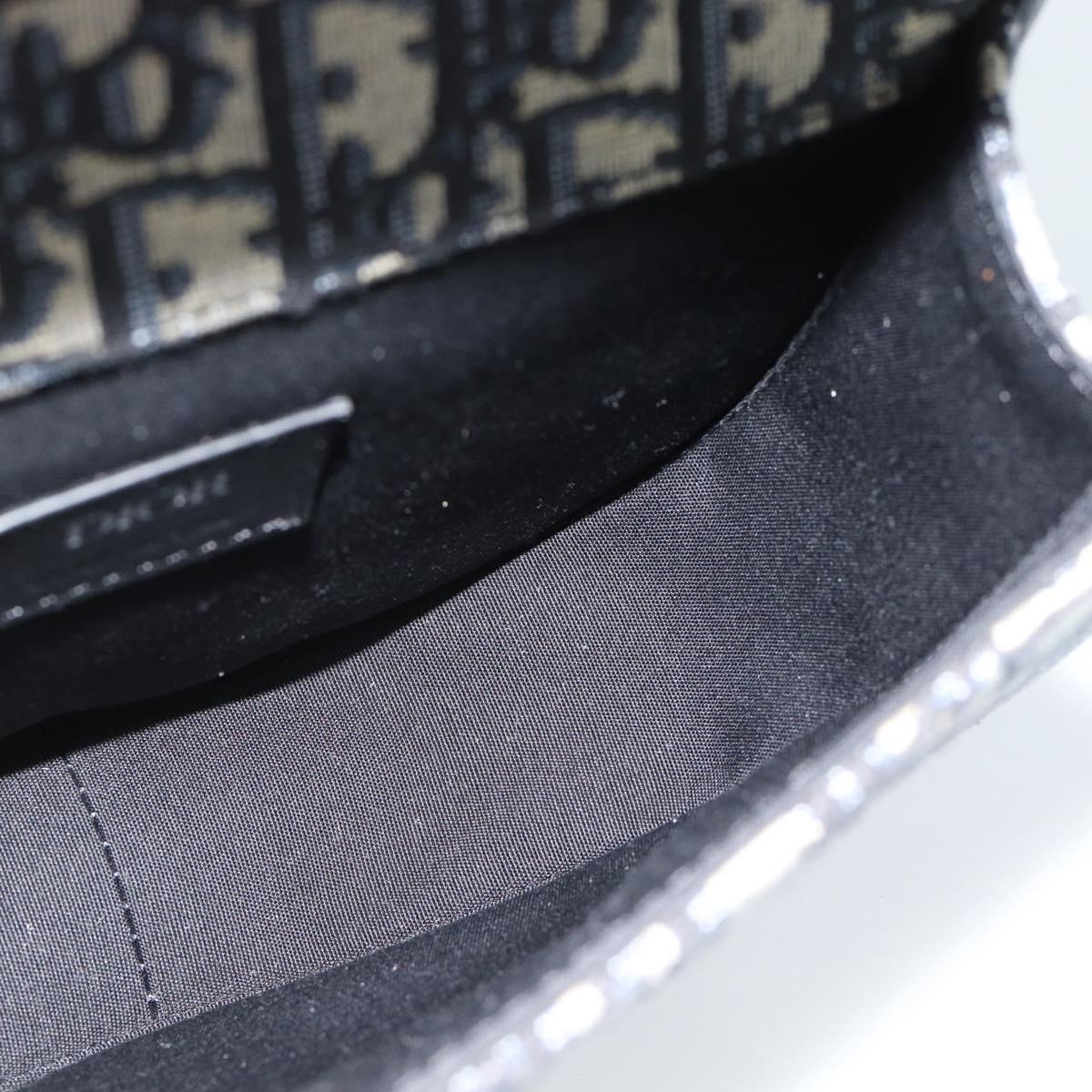 Christian Dior Trotter Canvas Gallop Shoulder Bag Navy Silver Auth 186228SM
