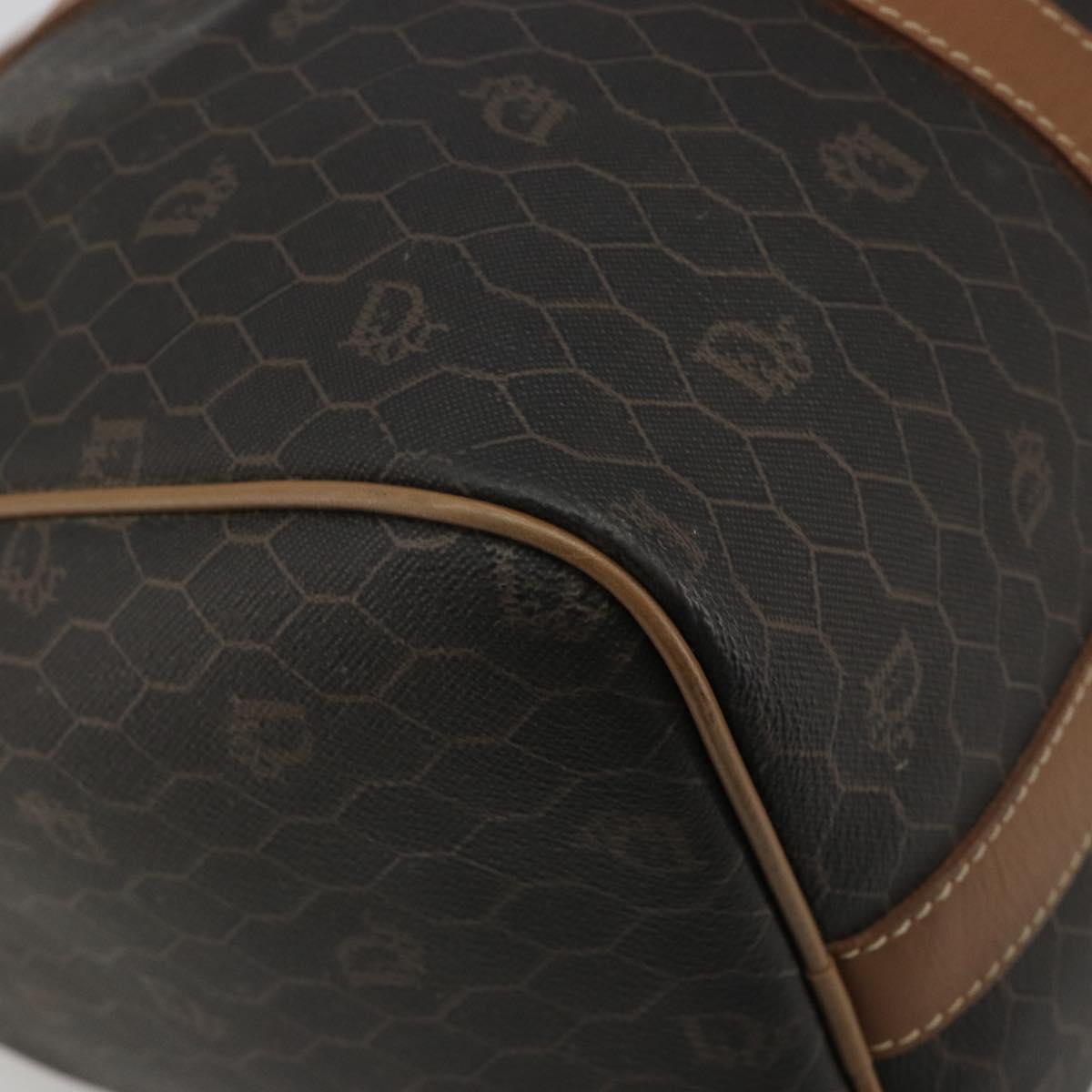 Christian Dior Honeycomb Canvas Boston Bag PVC Black Gold Auth 186229A