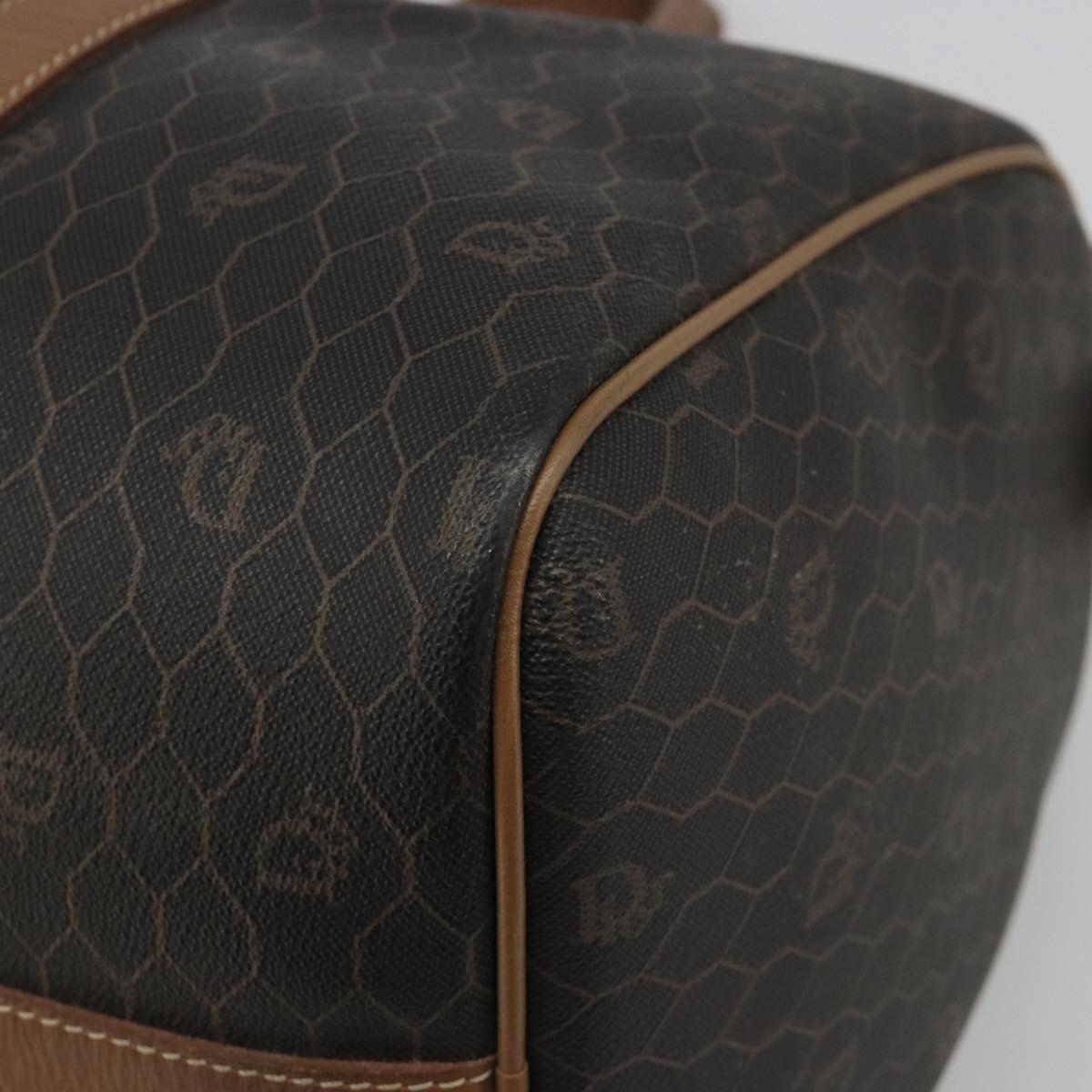 Christian Dior Honeycomb Canvas Boston Bag PVC Black Gold Auth 186229A