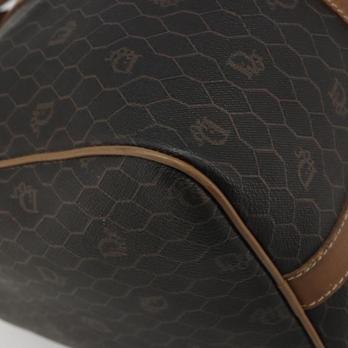 Christian Dior Honeycomb Canvas Boston Bag PVC Black Gold Auth 186229A