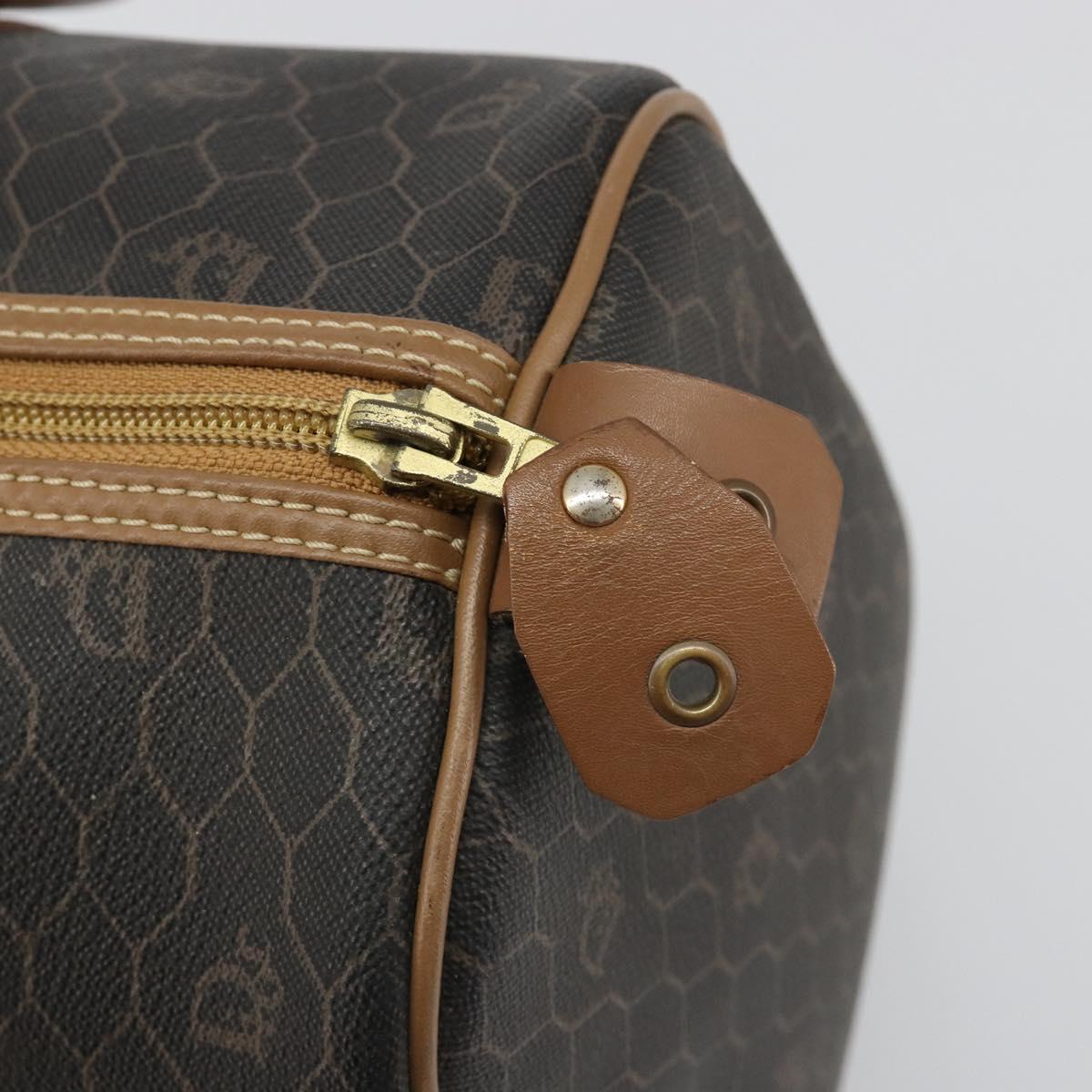 Christian Dior Honeycomb Canvas Boston Bag PVC Black Gold Auth 186229A