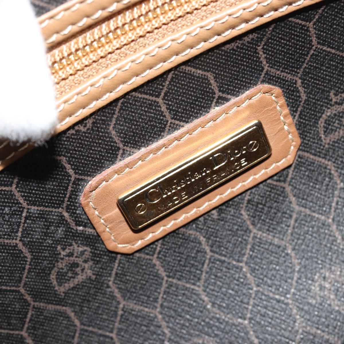 Christian Dior Honeycomb Canvas Boston Bag PVC Black Gold Auth 186229A