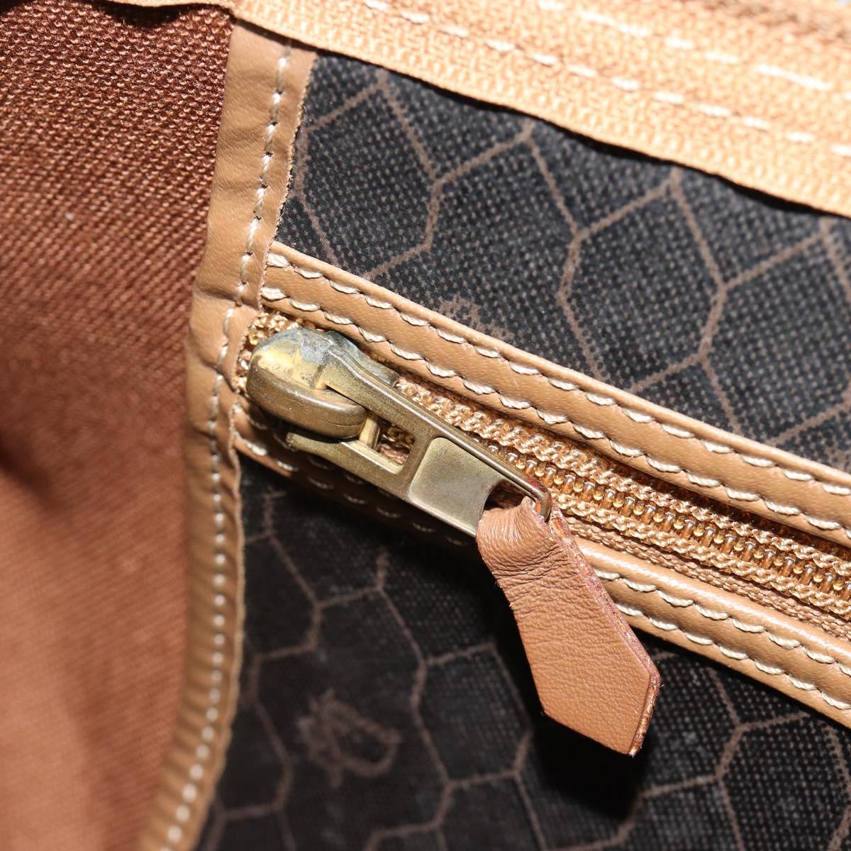 Christian Dior Honeycomb Canvas Boston Bag PVC Black Gold Auth 186229A