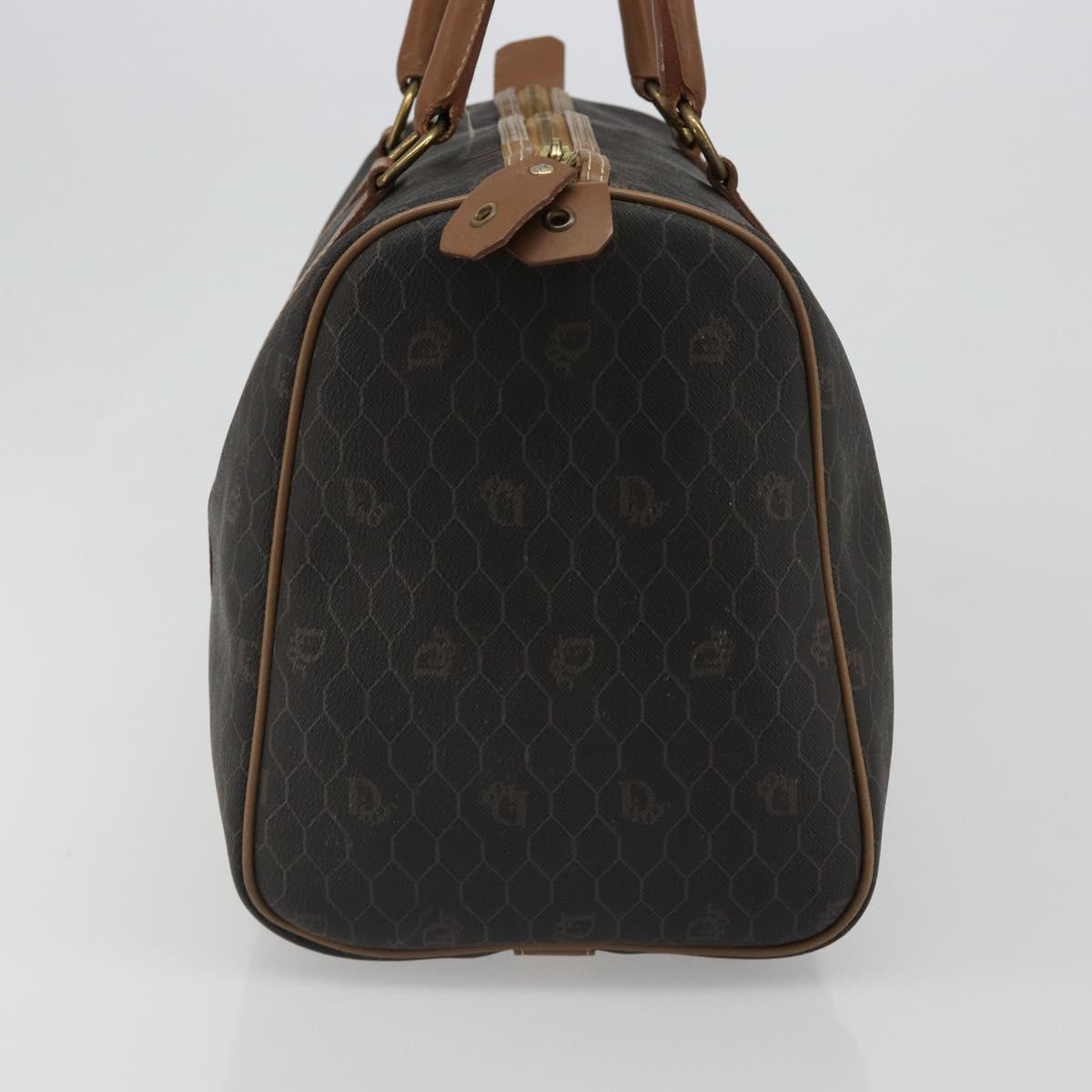 Christian Dior Honeycomb Canvas Boston Bag PVC Black Gold Auth 186229A