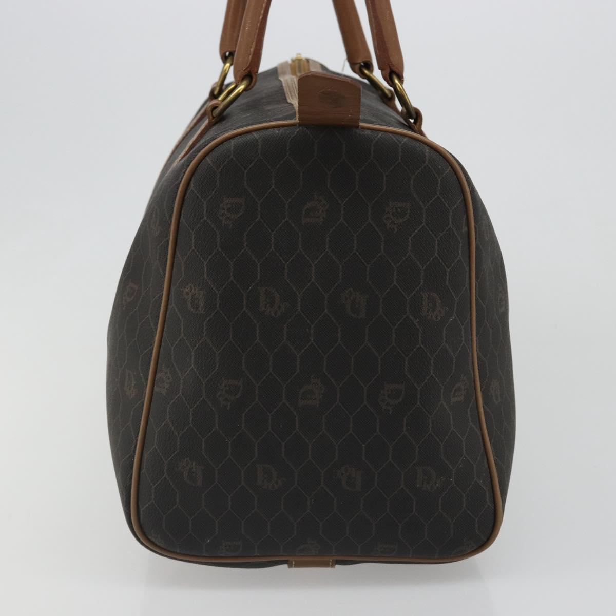 Christian Dior Honeycomb Canvas Boston Bag PVC Black Gold Auth 186229A