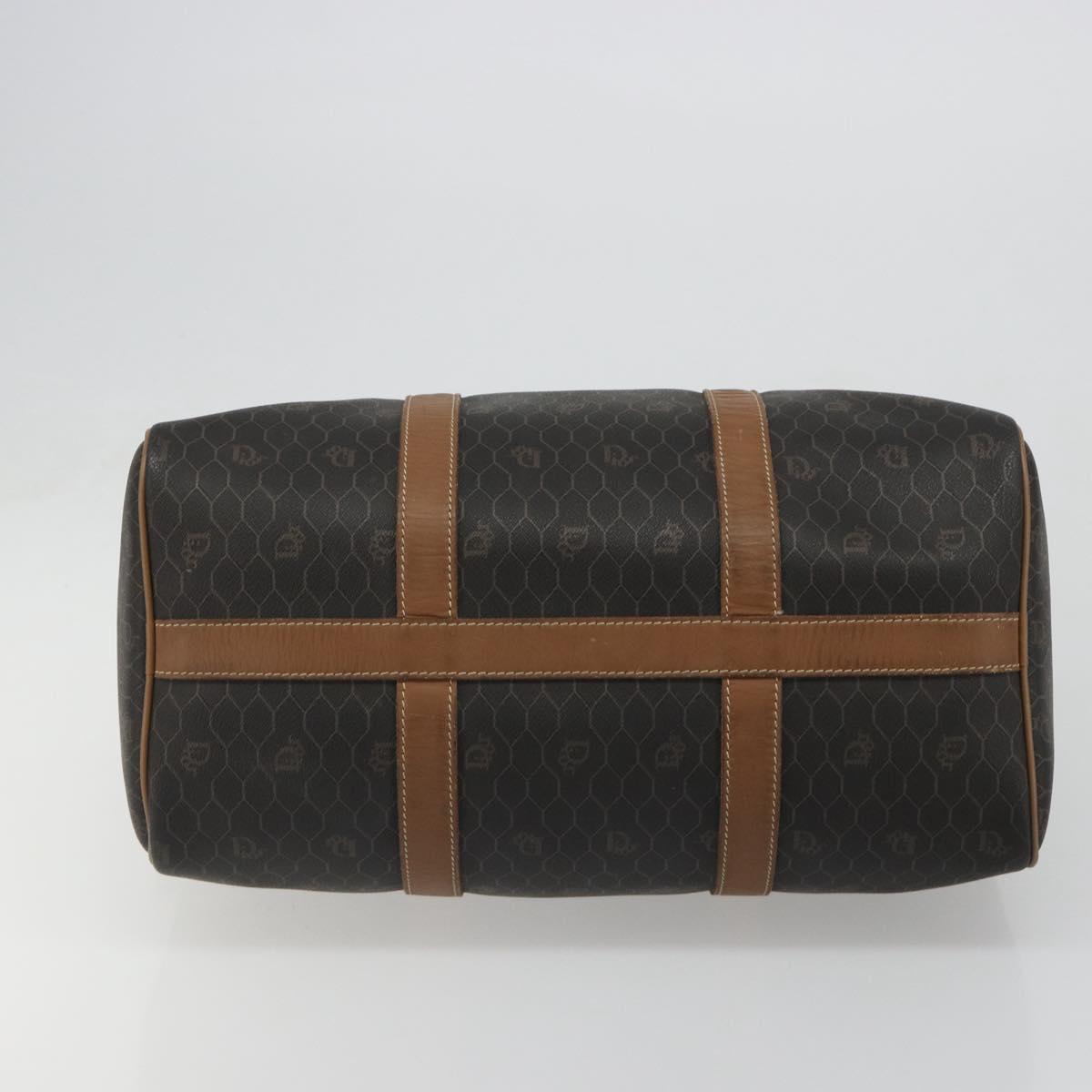 Christian Dior Honeycomb Canvas Boston Bag PVC Black Gold Auth 186229A
