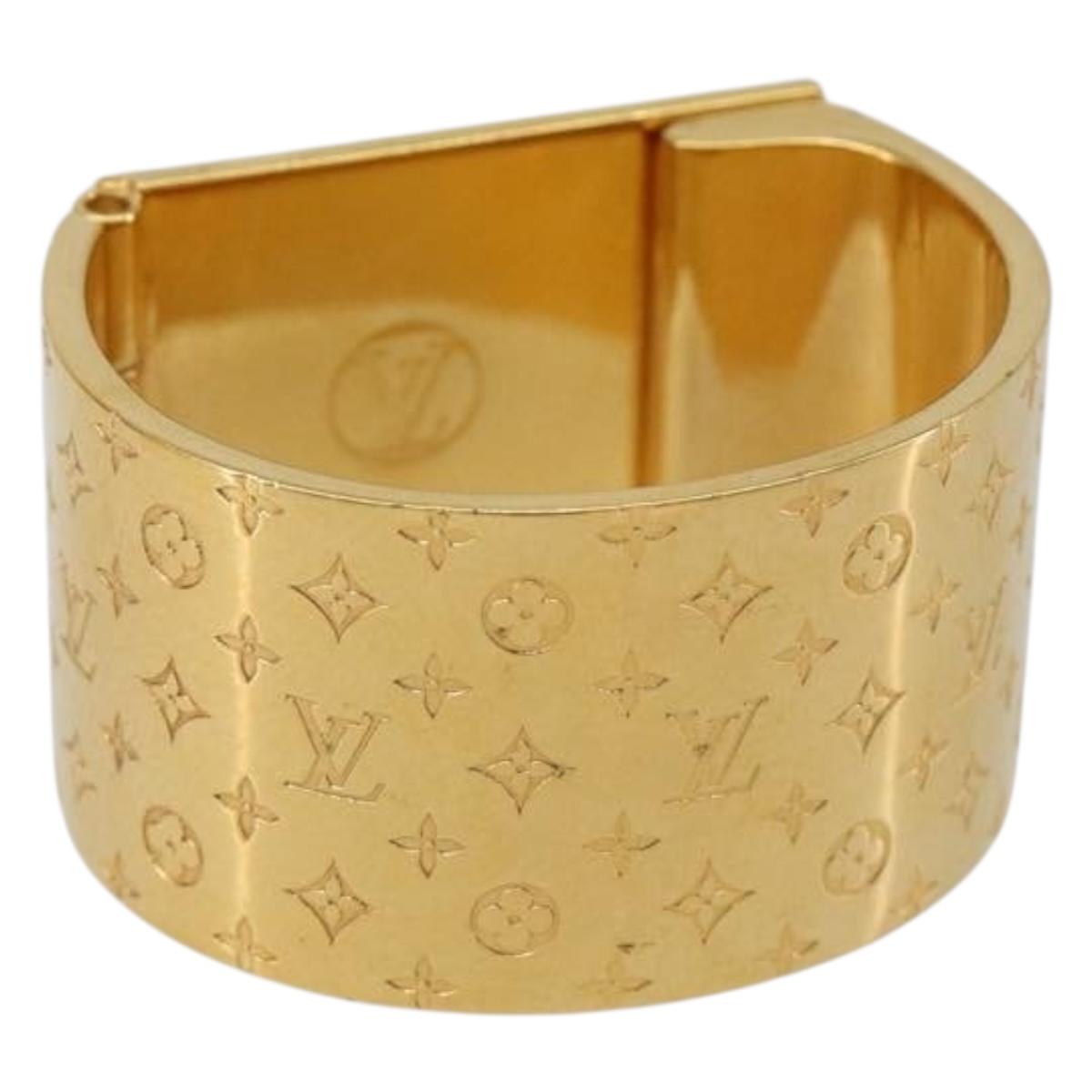 LOUIS VUITTON Monogram Nanogram Scarf Ring Brooch Gold Tone M00226 Auth 186230A